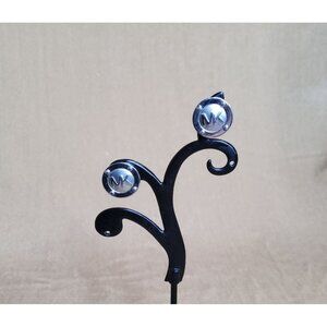 vintage michael kors silver tone stainless steel button pushback earrings